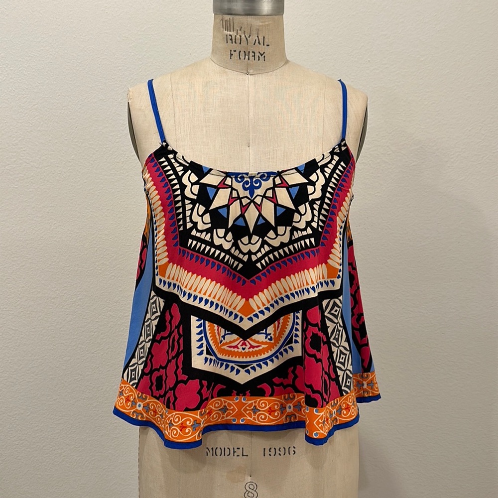 Flying Tomato Multicolor Print Crop Tank Top Size M